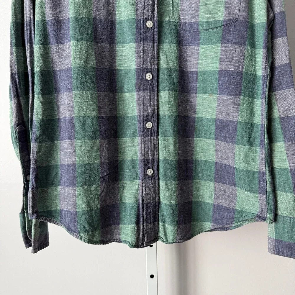 J.Crew M Green Plaid‎ Slim Homespun Cotton Button Shirt Preppy Classic Outdoors